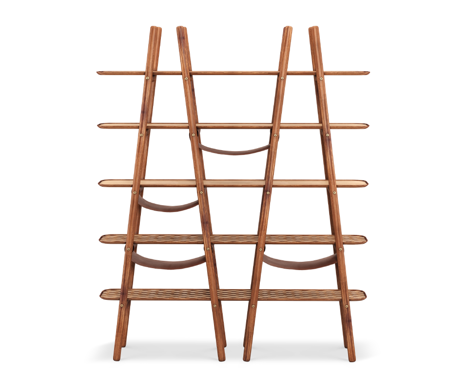 Blake Ladder Shelf with leather and brushed brass details