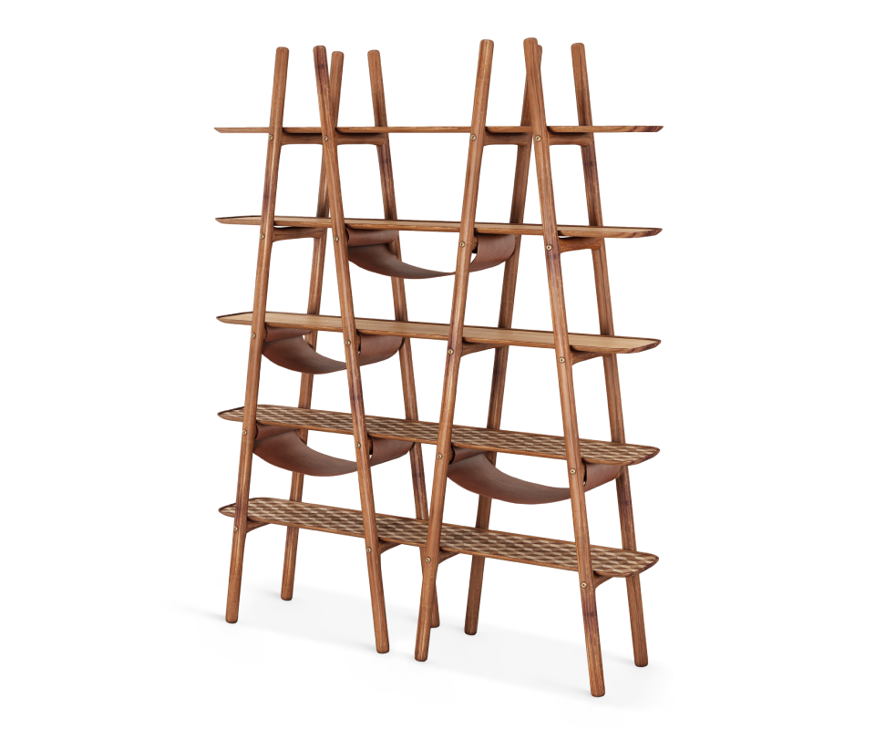 Blake Ladder Shelf with leather and brushed brass details
