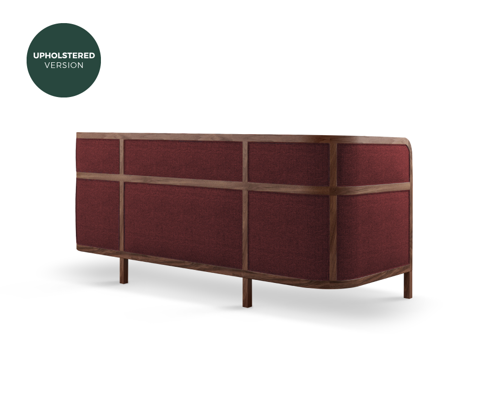 Crockford Sofa in walnut wood, ratan and linen