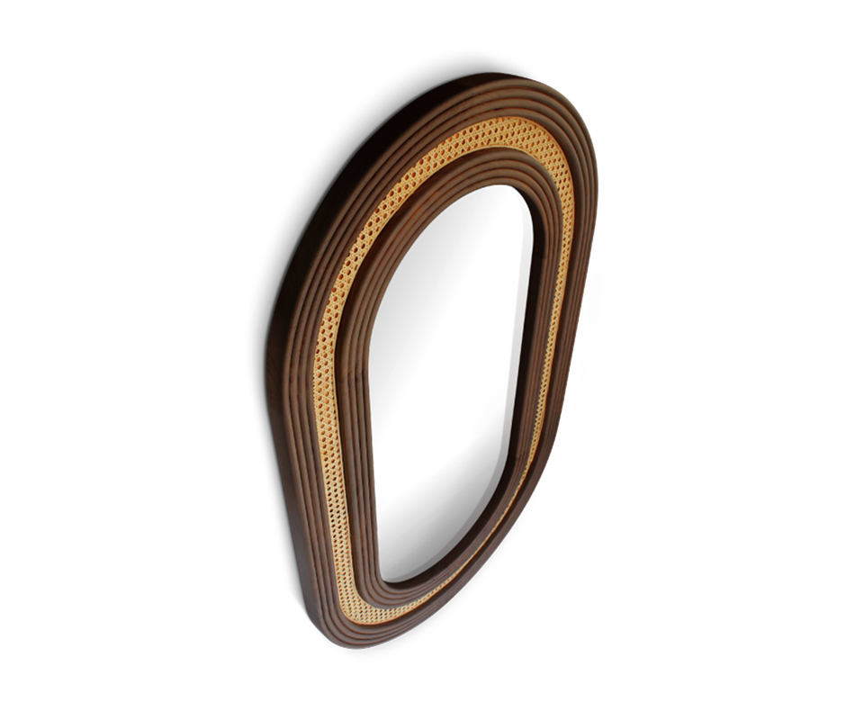 Hudson Wall Mirror with rattan