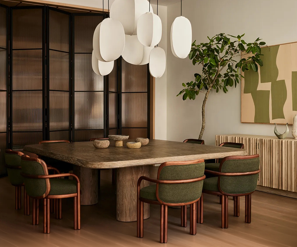 James Dining Chair in smoked walnut wood at New York’s Soho Loft by Studio Michael Ellison.