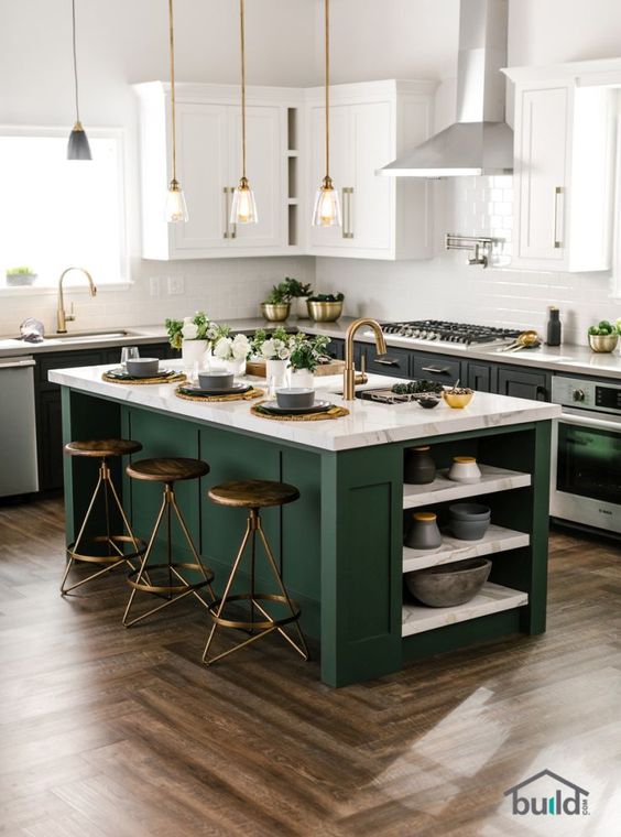 kitchen-forest-green-color-trend kitchen-forest-green-color-trend