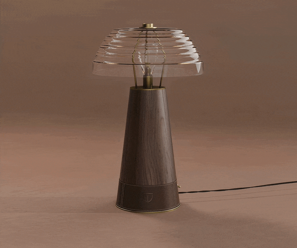 Lloyd II Table Lamp with the light turning on and off.