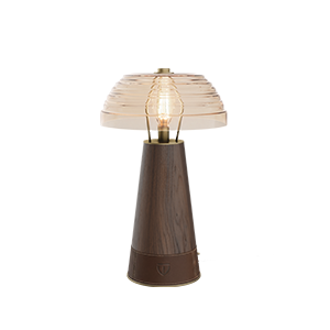 Lloyd II Table Lamp in smoked walnut wood and leather.