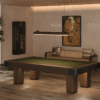 Leisure Time: Limited-Edition Pool Table morley pool table ambiente 1 Morley Limited-Edition Pool Table in a living room setting, illuminated by Bruce Suspension lighting, with the Kimberley Sofa and warm mood lighting.